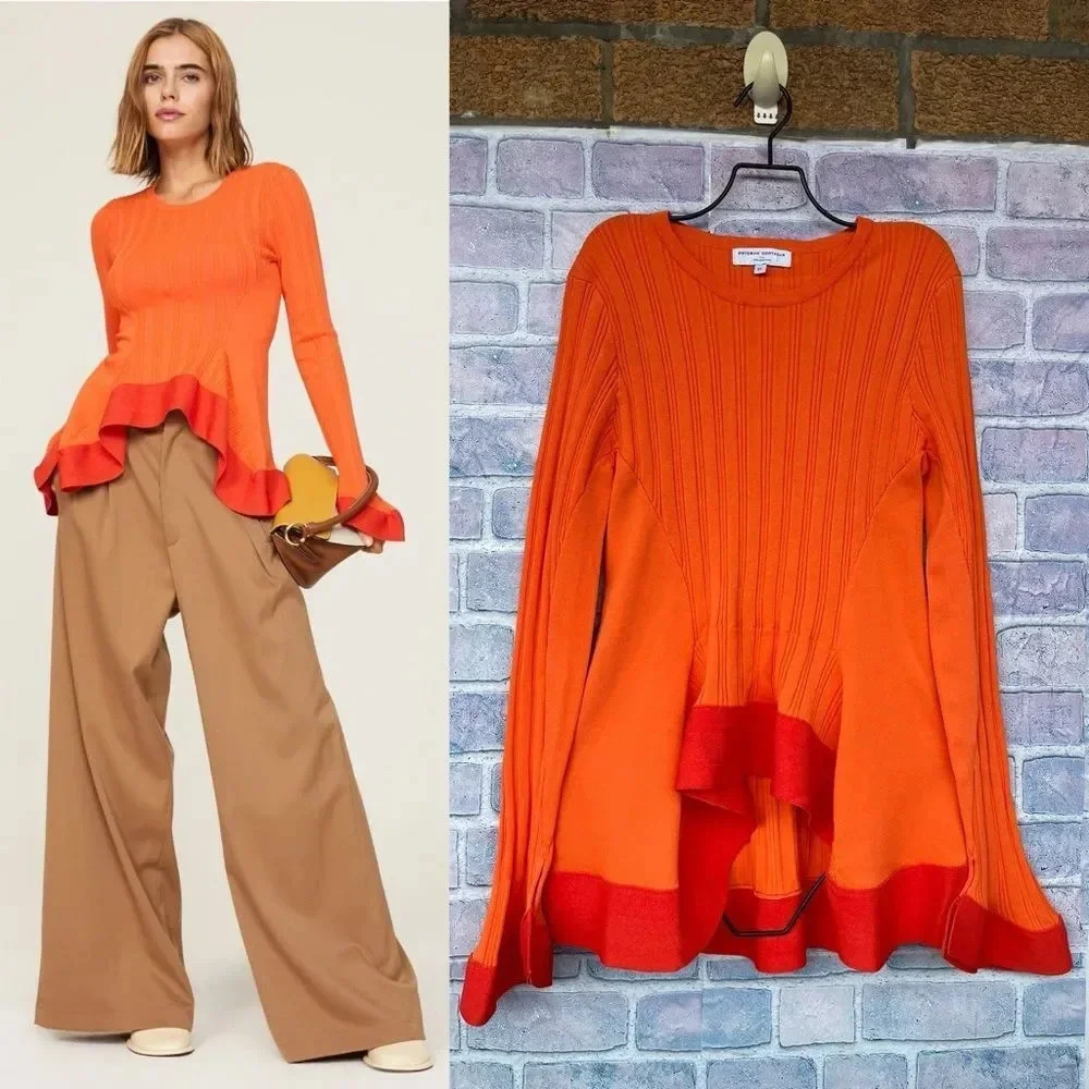 Esteban Cortazar Collective Orange Bell Sleeve Sweater XL
